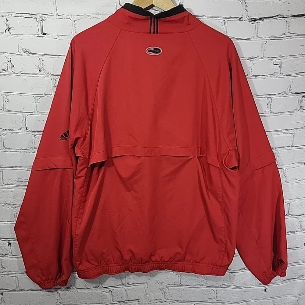 Adidas‎ ClimaProof Track Jacket Red Windbreaker Mens M Convertible Arms Pullover